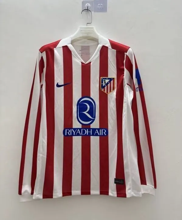 Atletico Madrid Soccer Jersey Home Long Sleeve Custom Shirt 2025/26