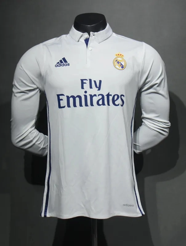 Real Madrid Authentic Retro Jersey Home Long Sleeve Soccer Shirt 2016/17
