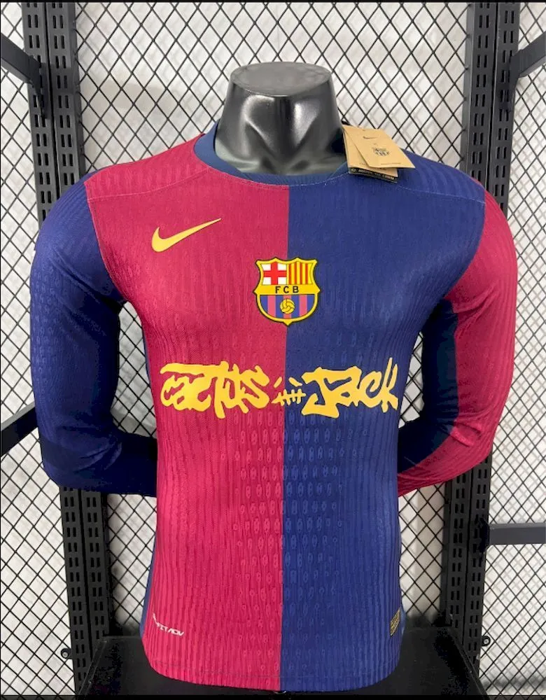 Authentic Soccer Jersey Barcelona Home x Travis Scott  Long Sleeve Shirt 2024/25