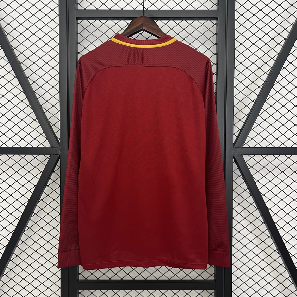 Roma Retro Soccer Jersey Home Long Sleeve Custom Shirt 2017/18
