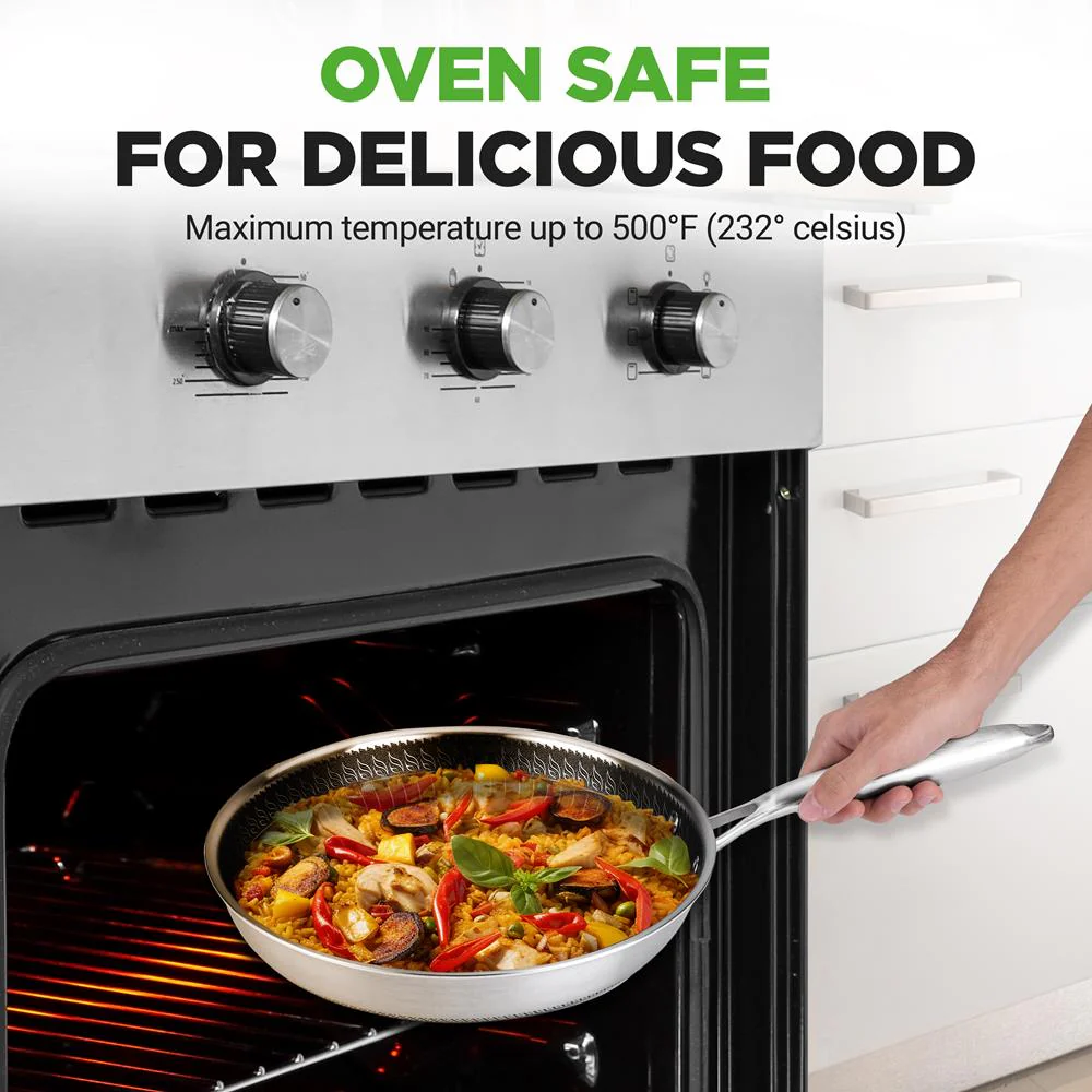 Kitchenware Pots & Pans Set - Triply Stainless Steel Cookware, Dakin Etching Non-Stick Coating Inside And Outside (7-Piece Set)