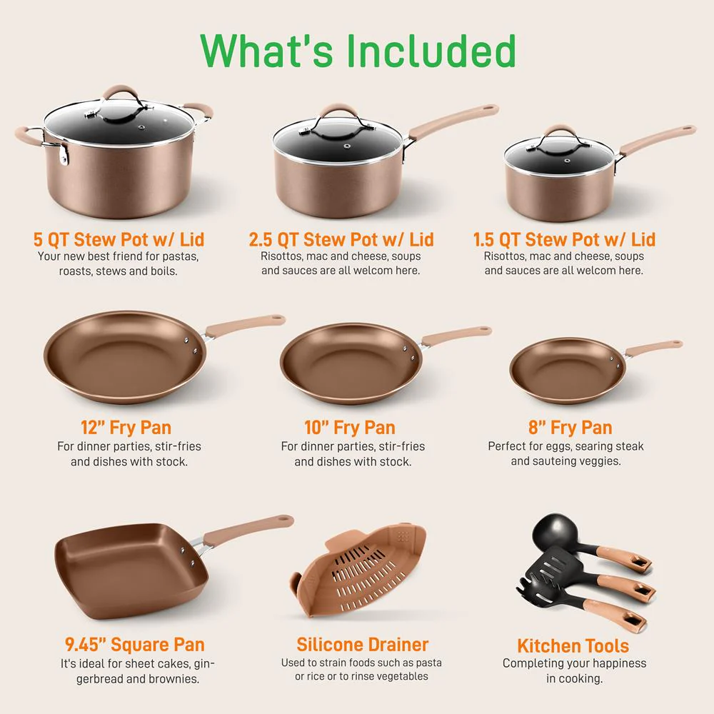 Kitchenware Pots & Pans - High Qualified Basic Kitchen Cookware Set, Non-Stick (20-Piece Set)