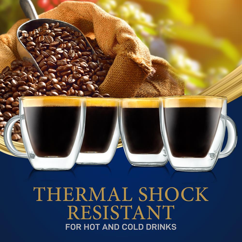 4 Pcs. Of Clear Glass Coffee Mug - Elegant Clear Glasses With Convenient Handles, For Hot And Cold Drinks