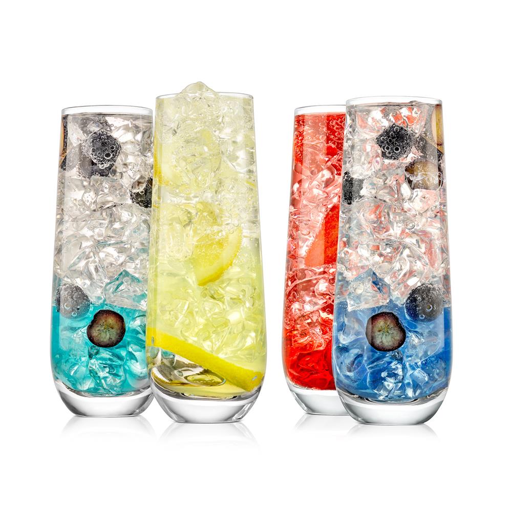 4 Pcs. Of Crystal-Clear Stemless Wine Glass - Ultra Clear, Elegant Clear Wine Glasses, Machine Made Top