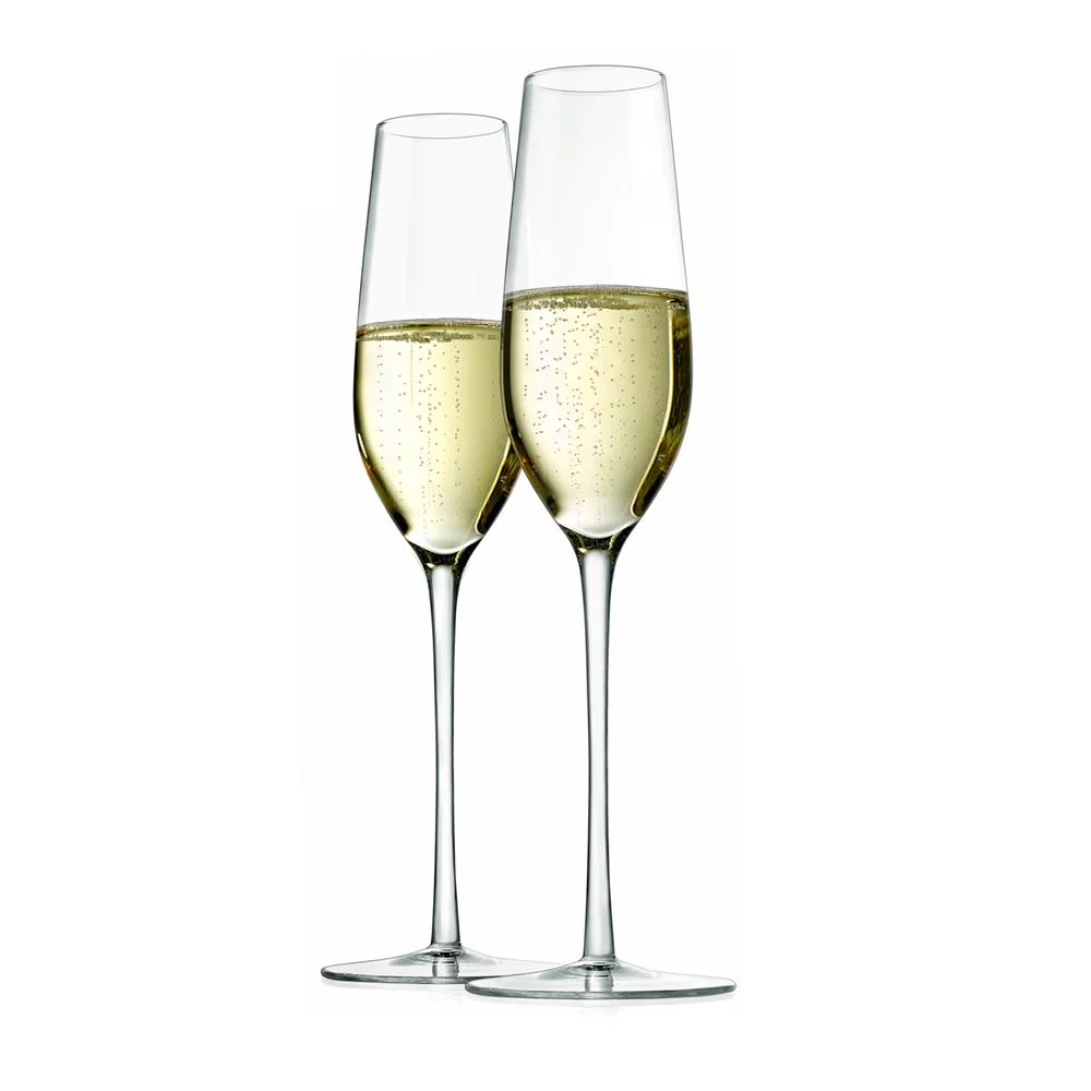 2 Pcs. Of Crystal Champagne Flutes - Ultra Clear, Elegant Champagne Glasses, Hand Blown