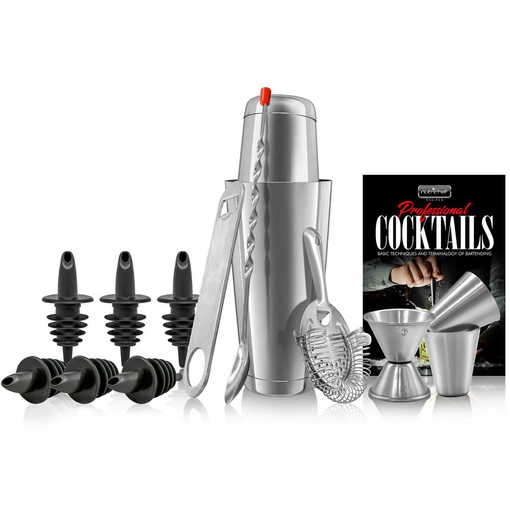 15 Pcs Bartender Set - Drink Mixer With Essential Bar Accessory Tools With Cocktail Shaker