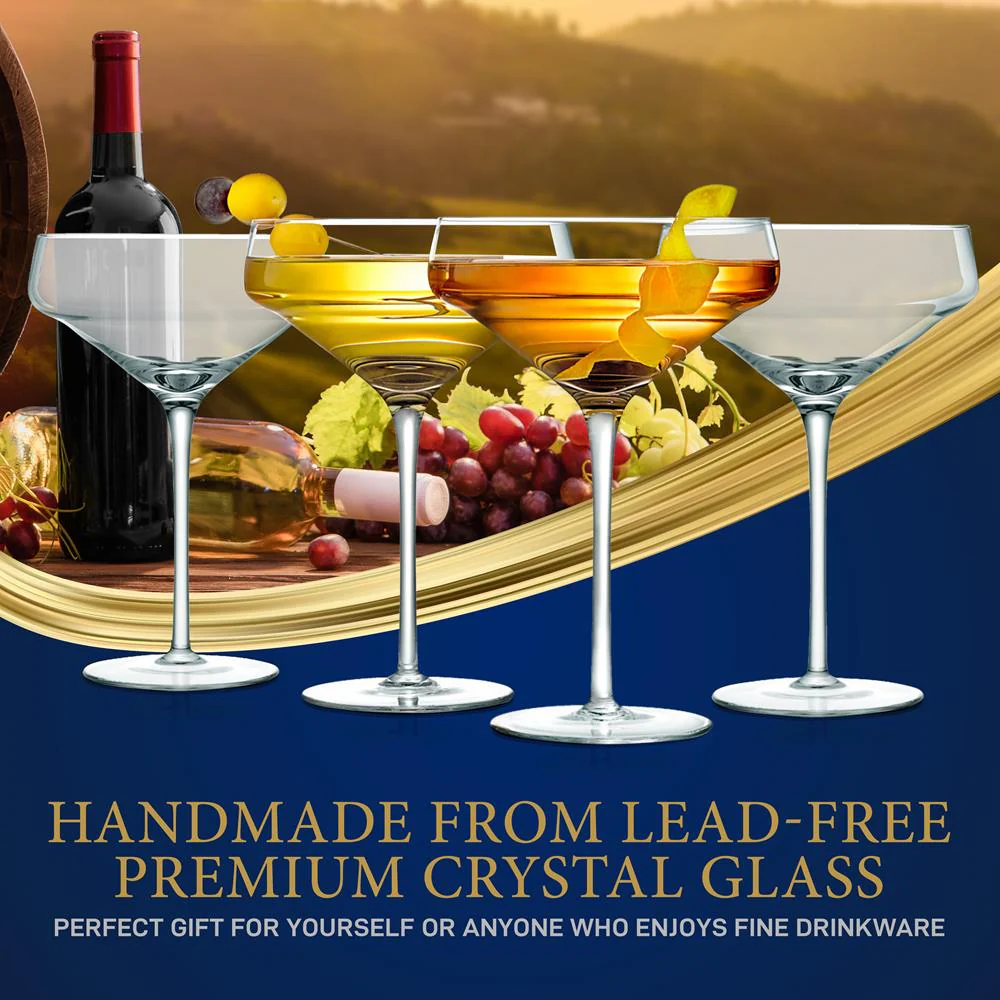 4 Sets Of Crystal Martini Glass - Ultra Clear, Elegant Crystal-Clear Wine Glass
