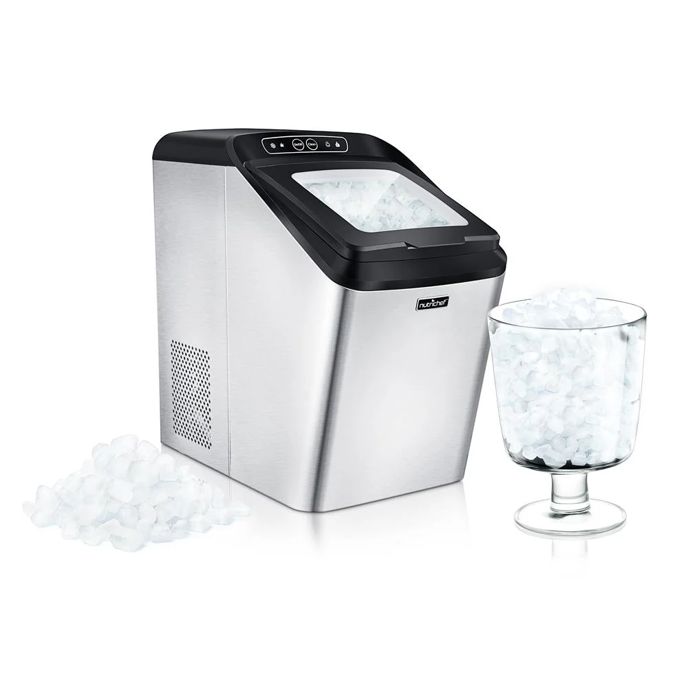 Countertop Ice Maker Machine - Electric Ice Maker Countertop With Ice Scoop And Basket, Includes Rear-Mounted Hose Drainage