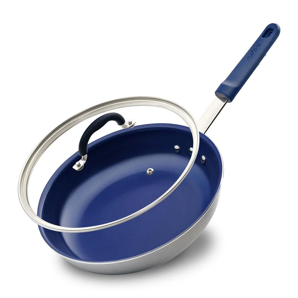 8'' Small Fry Pan With Lid - Non-Stick Pan With Silicone Handle, Ceramic Coating Inside