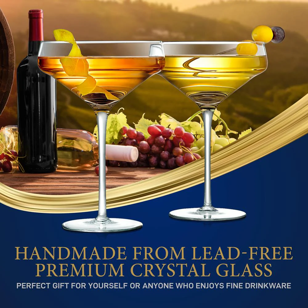 2 Sets Of Crystal Martini Glass - Ultra Clear, Elegant Crystal-Clear Wine Glass (Pair)