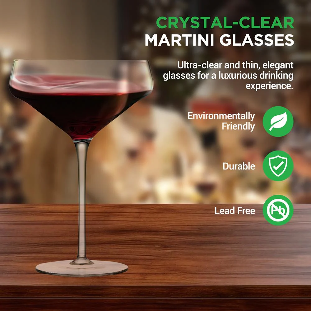 6 Sets Of Crystal Martini Glass - Ultra Clear, Elegant Crystal-Clear Wine Glass