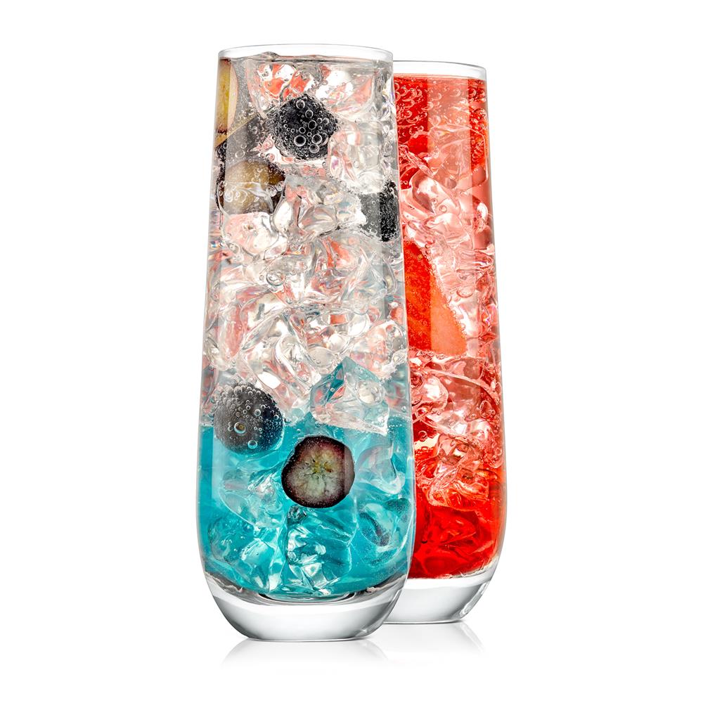 2 Pcs. Of Crystal-Clear Stemless Wine Glass - Ultra Clear, Elegant Clear Wine Glasses, Machine Made Top