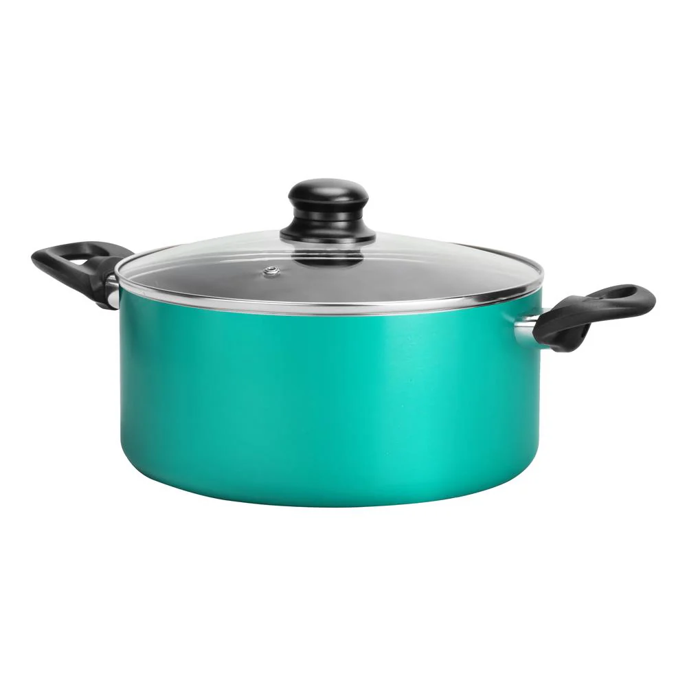 Green Dutch Oven Pot With Lid, (4.44 Qt) Kitchen Cookware, Black Coating Inside, Heat Resistant Lacquer Outside