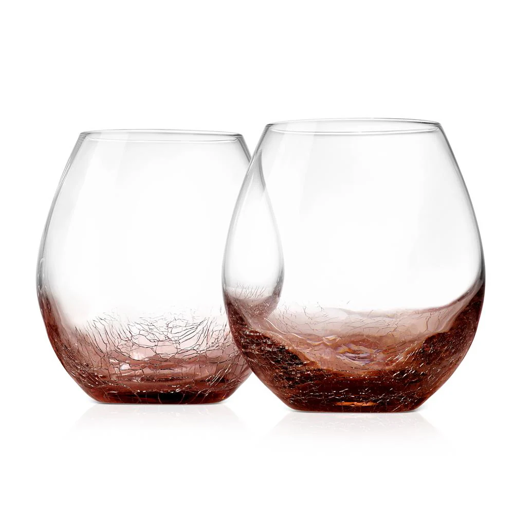 2 Pcs. Of Crystal Stemless Wine Glasses - Ultra Clear, Elegant Wine Glasses, Hand Blown