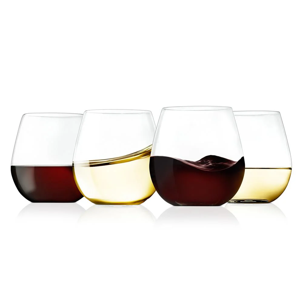 4 Pcs. Of Crystal-Clear Stemless Wine Glass - Ultra Clear And Thin, Elegant Clear Wine Glasses, Hand Blown