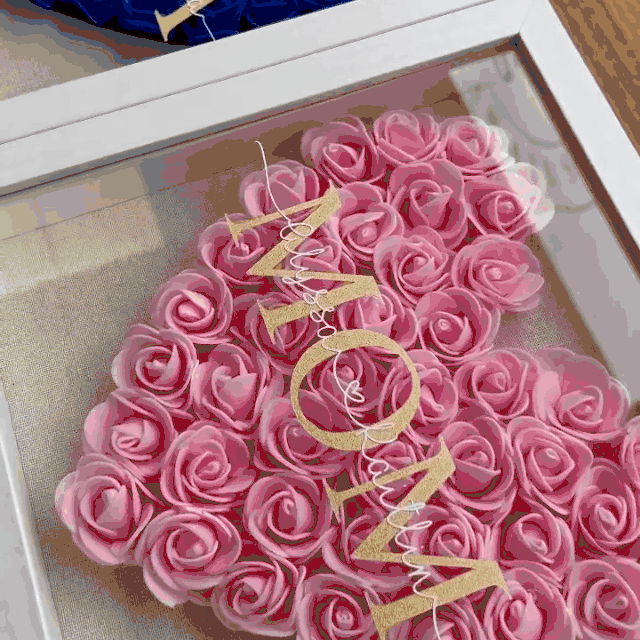 Heart roses shadow box for mama, Mother’s Day