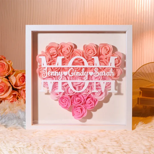 Personalized Mom's Flower Shadow Box with Kid's Name