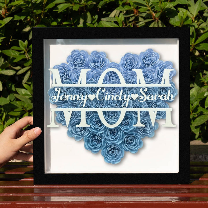 MOM HEART SHAPED MIXED FLOWER SHADOW BOX