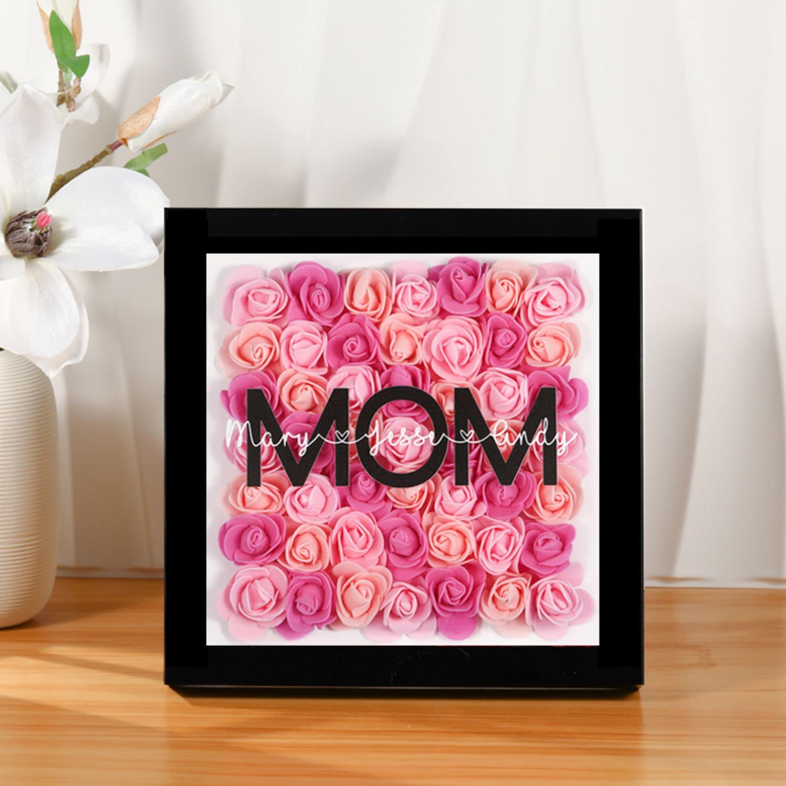 Custom Name Frame Mom Flower Shadow Box