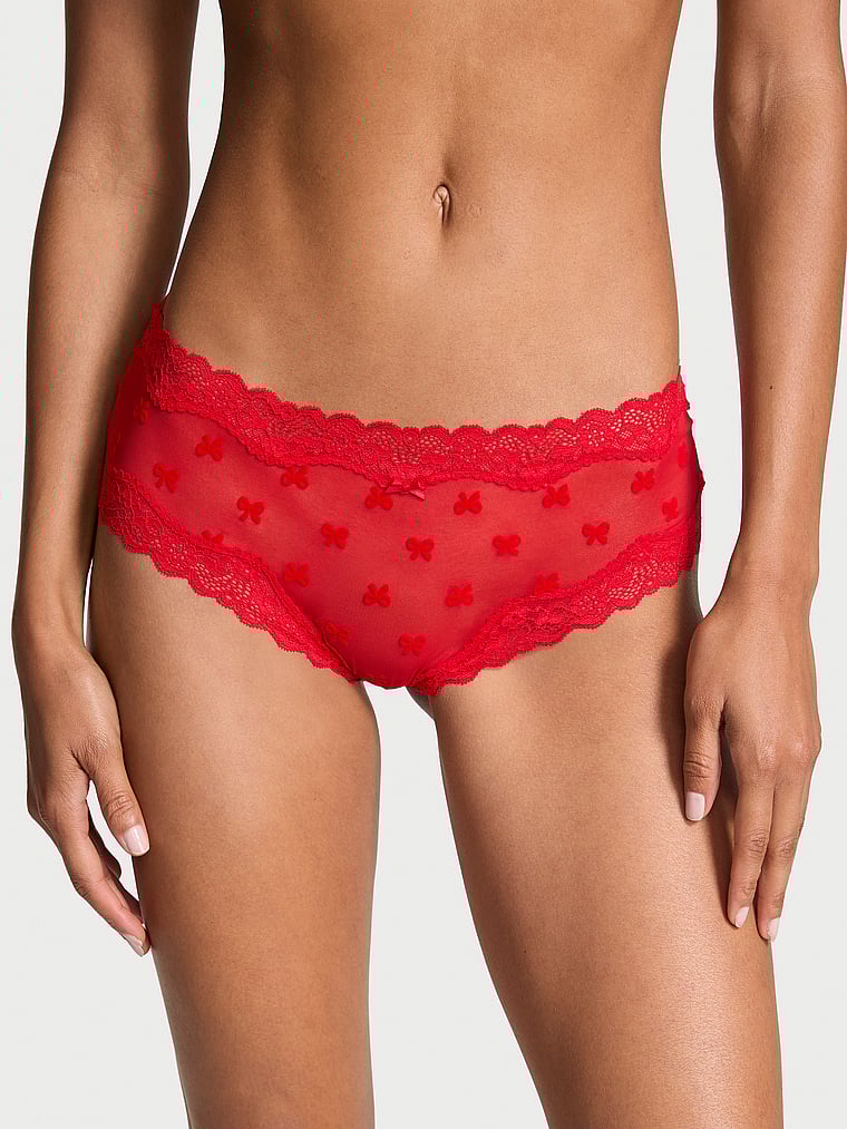 Victoria's Secret Tease Mesh Lace-Trim Cheeky Panty Mesh