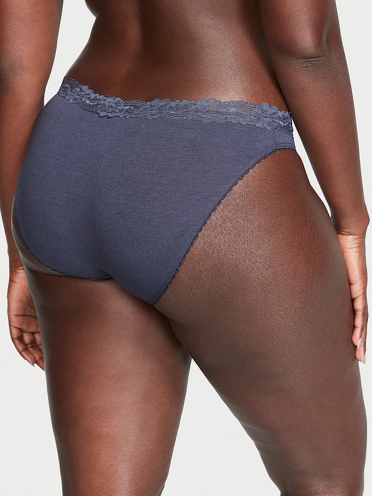 Victoria's Secret Stretch Cotton Lace-Waist Bikini Panty Lace Detail
