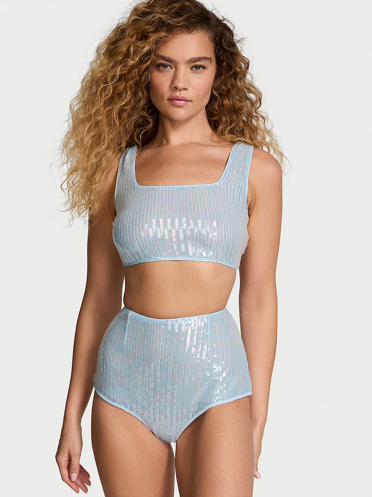 Victoria's Secret Sequin Shimmer Bra Top & High-Waist Short Set