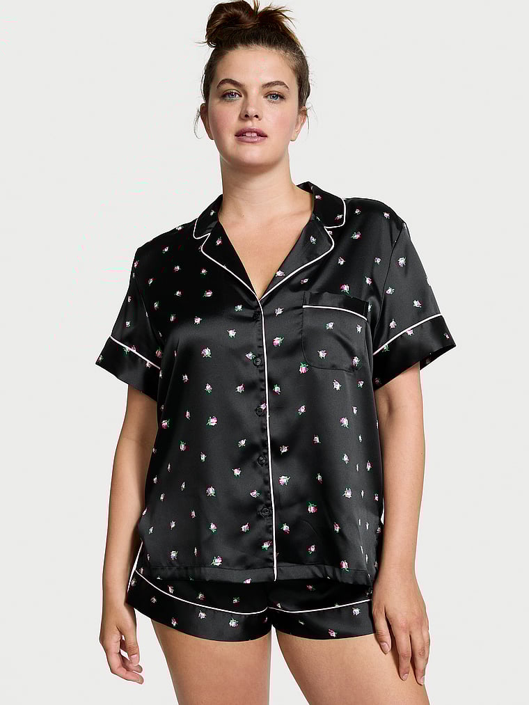 Victoria's Secret Satin Short Pajama Set Satin Notch