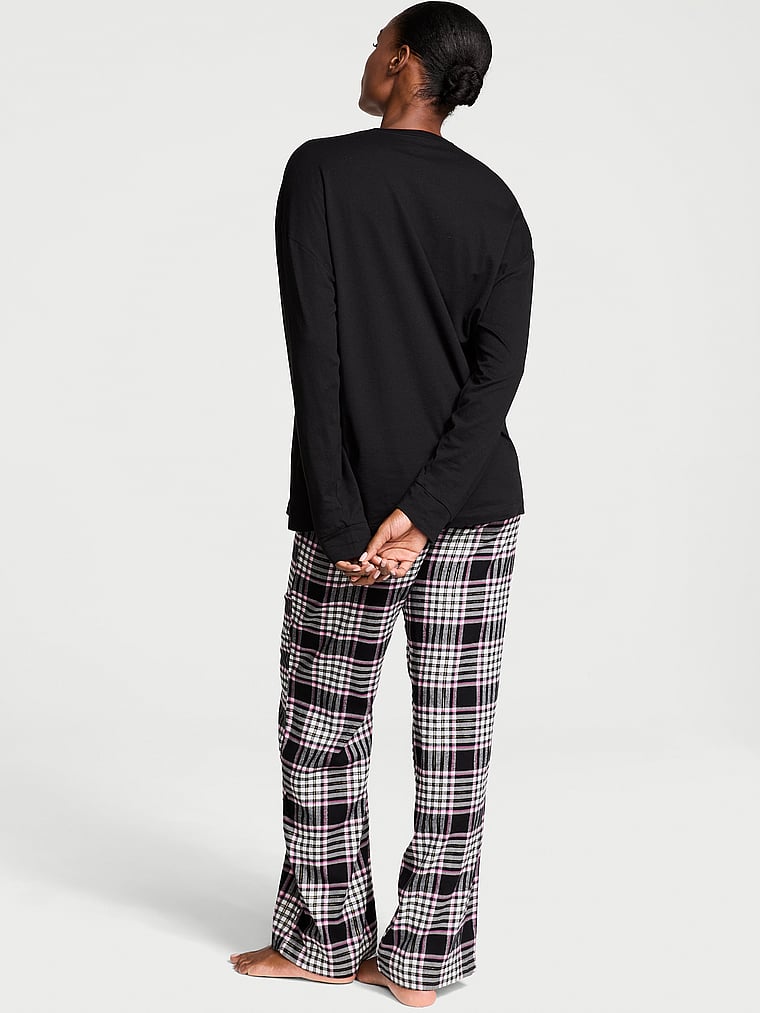 Victoria's Secret Flannel Long-Sleeve Tee-Jama Set
