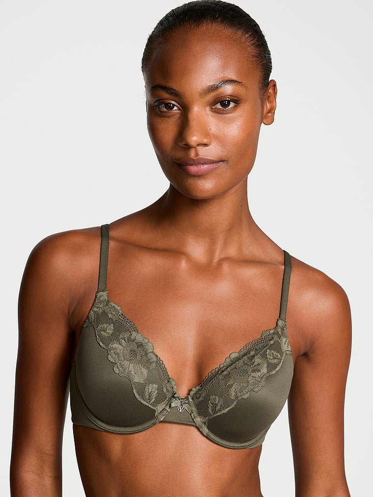 Body by Victoria Lightly Lined Lace-Trim Full-Coverage Bra Lace Trim