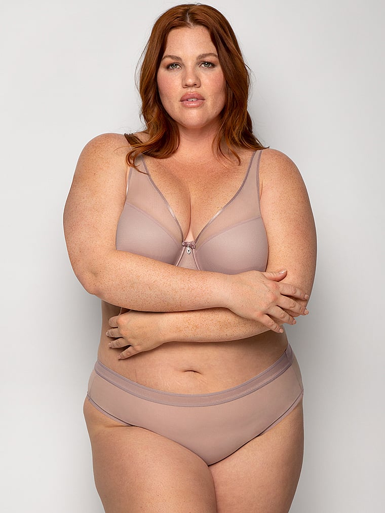 Curvy Couture Sheer Mesh High Leg Brief Panty