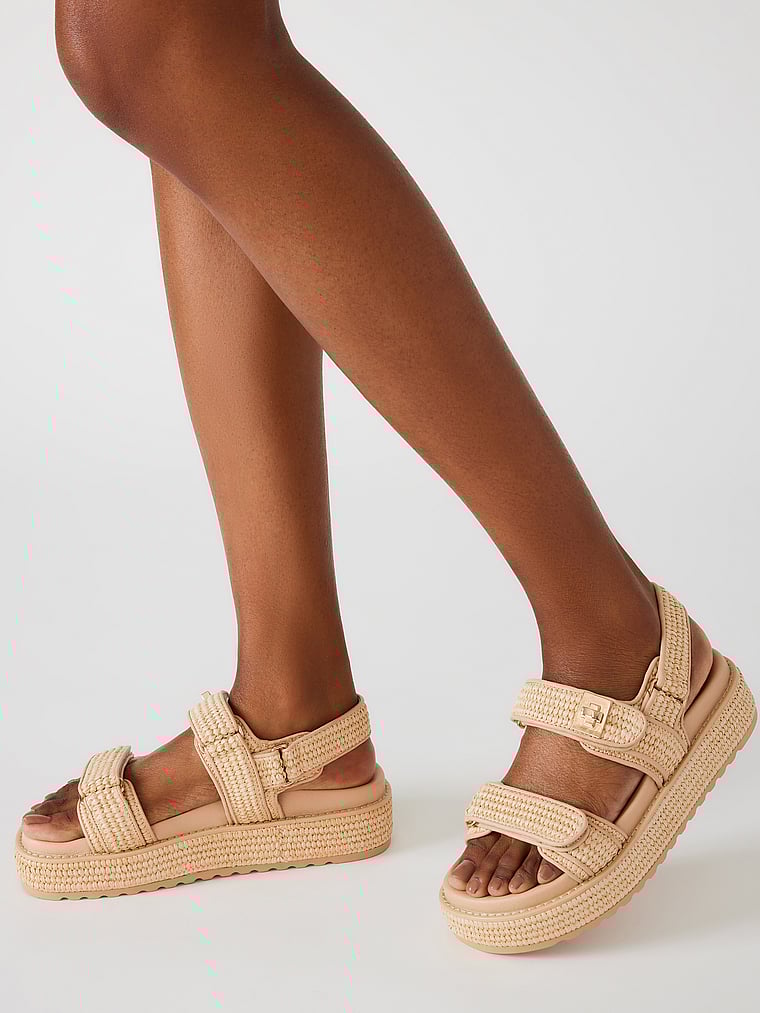 Steve Madden Bigmona Natural Raffia Platform Sandals
