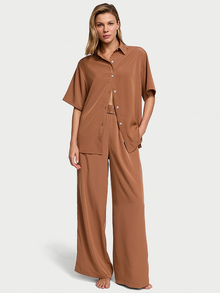 Victoria's Secret Luxe Crepe Long Pajama Set
