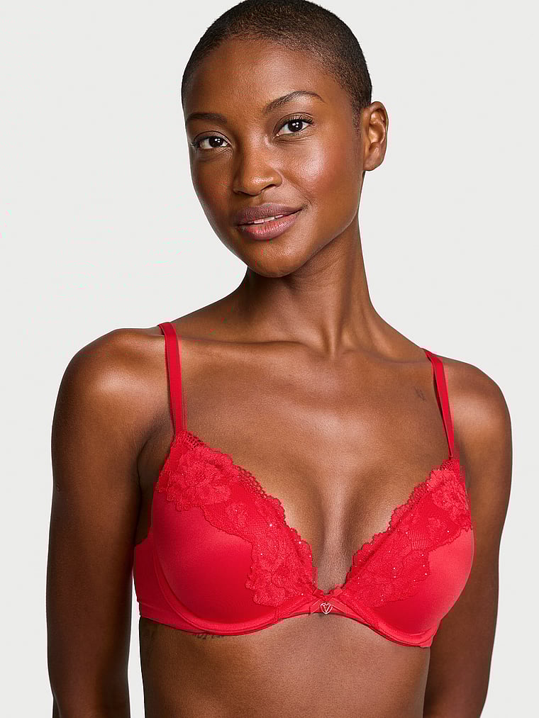 Body by Victoria Lace-Trim Push-Up Bra Lace Trim