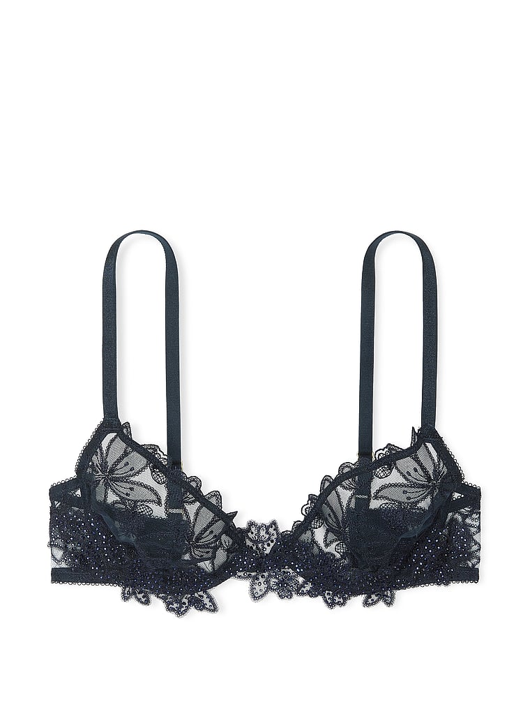 Very Sexy Ziggy Glam Noir Embroidery Unlined Low-Cut Demi Bra Embroidery