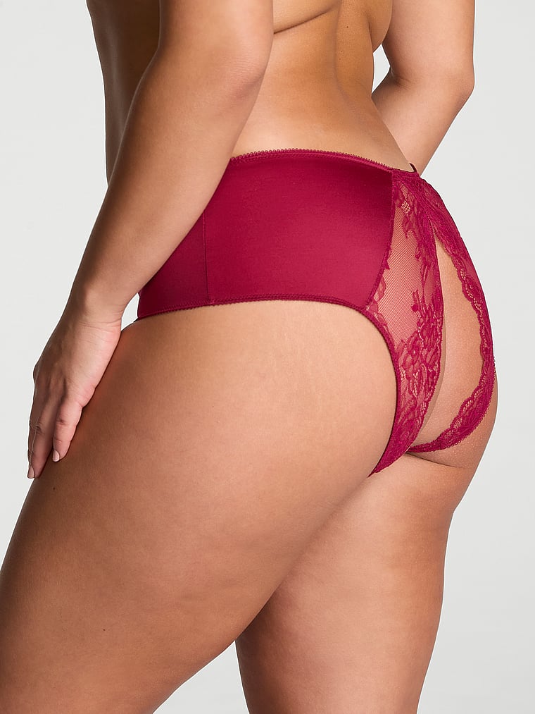 Very Sexy Rose Lace Crotchless Cheeky Panty Crotchless