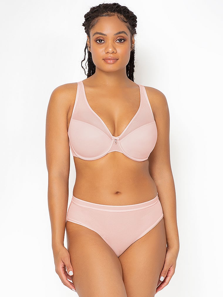 Curvy Couture Sheer Mesh High Leg Brief Panty