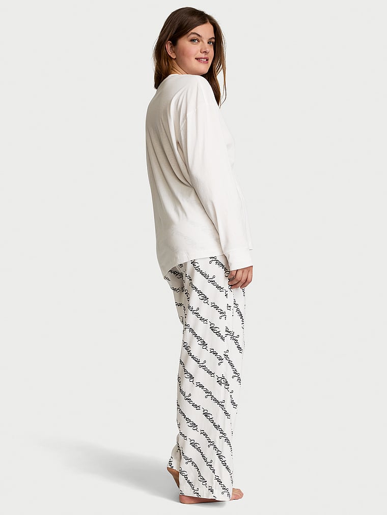 Victoria's Secret Flannel Long-Sleeve Tee-Jama Set