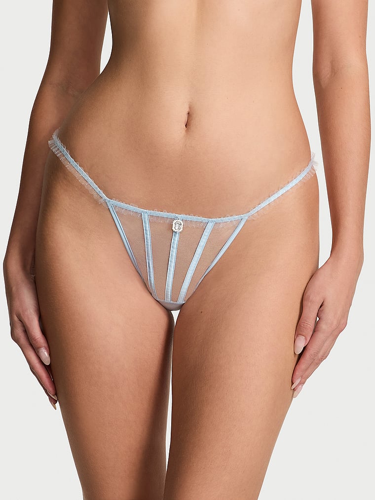 Dream Angels Glitter Tulle Thong Panty Embroidery