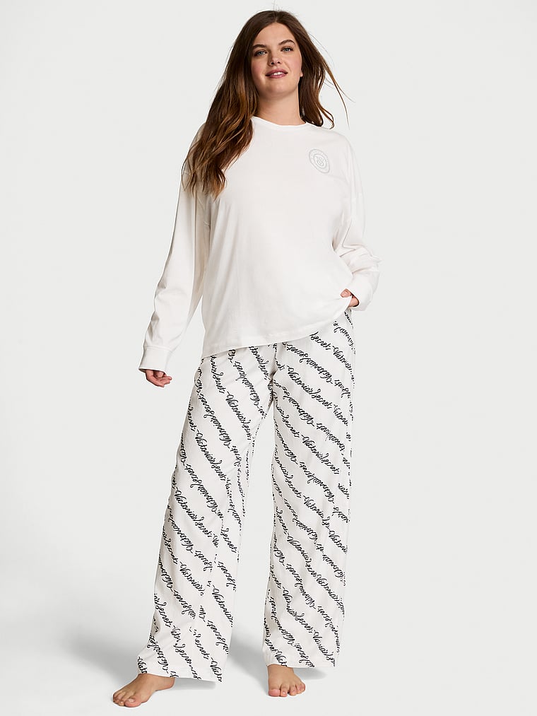 Victoria's Secret Flannel Long-Sleeve Tee-Jama Set