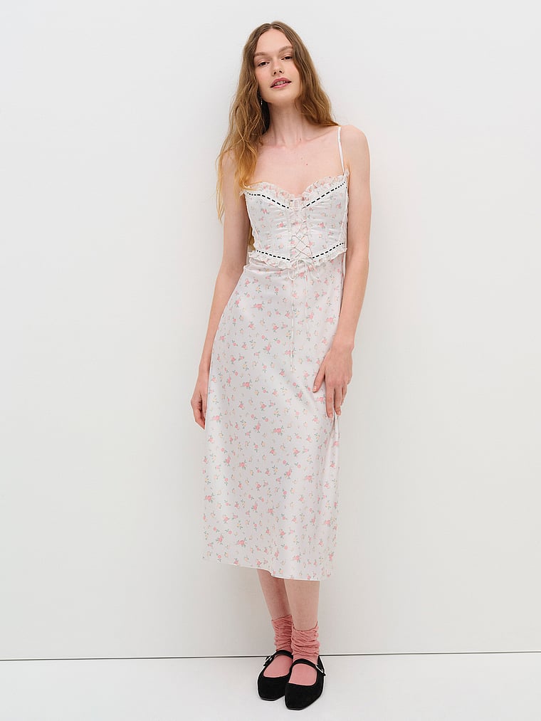 For Love & Lemons Sabrina Midi Slip Dress