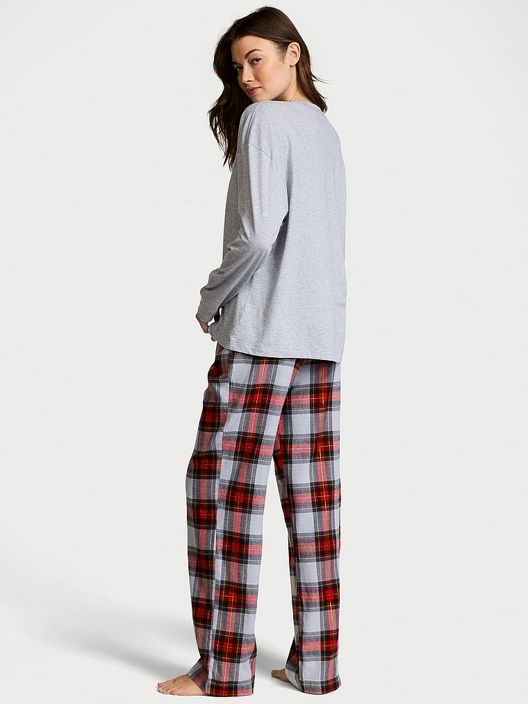 Victoria's Secret Flannel Long-Sleeve Tee-Jama Set
