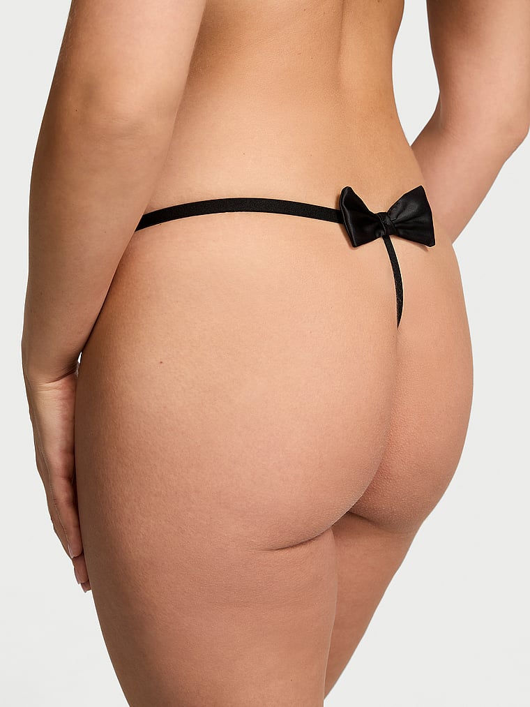 Very Sexy Tuxedo Bow Adjustable V-String Panty Novelty