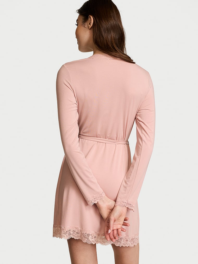Victoria's Secret Modal Soft Lace-Trim Wrap Robe