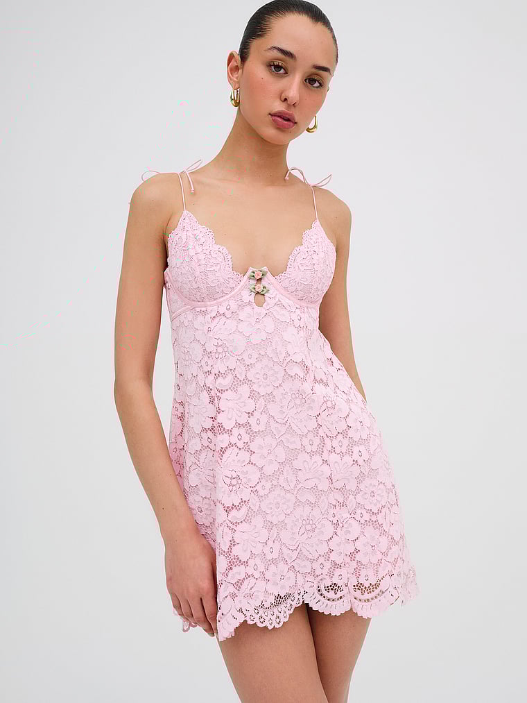 For Love & Lemons Creamsicle Lace Slip Dress