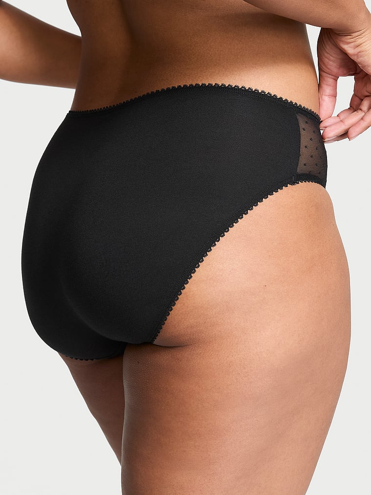 Victoria's Secret Stretch Cotton Dot Mesh High-Leg Brief Panty Novelty