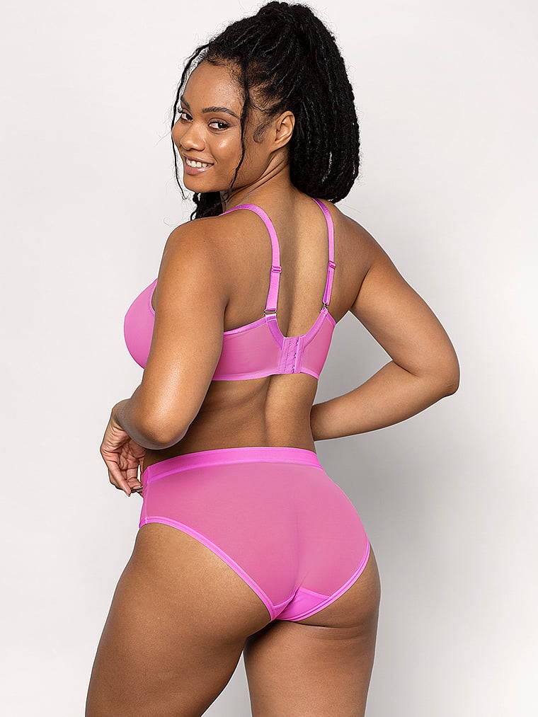 Curvy Couture Sheer Mesh High Leg Brief Panty