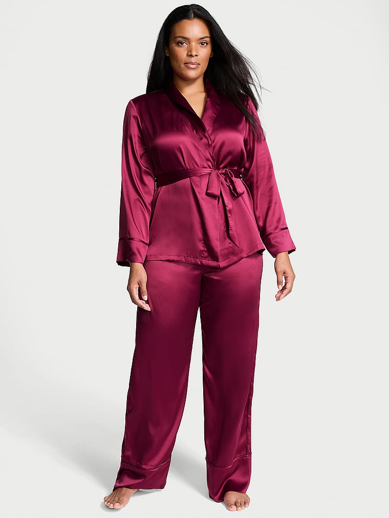 Victoria's Secret Victoria's Secret Dream Satin Wrap Top Long Pajama Set