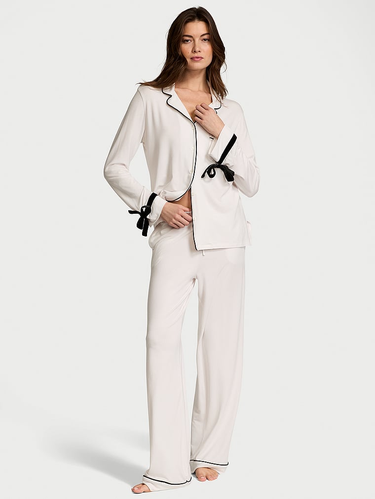 Victoria's Secret Modal Soft Velvet-Trim Long Pajama Set