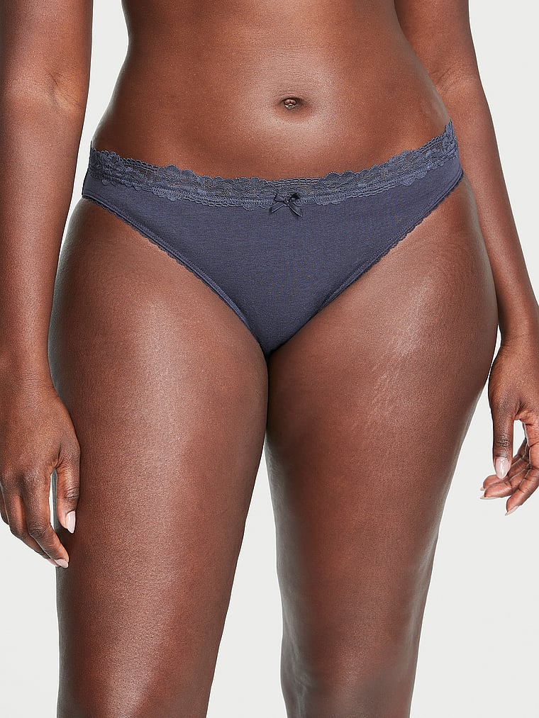 Victoria's Secret Stretch Cotton Lace-Waist Bikini Panty Lace Detail