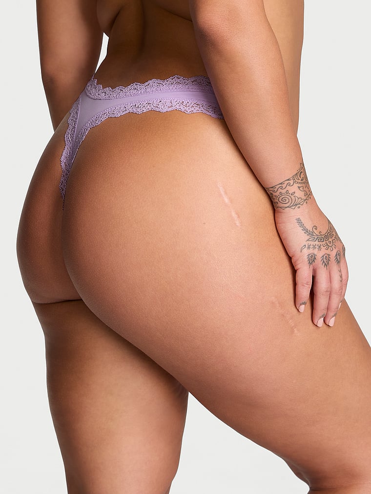 Dream Angels Lace-Trim Thong Panty Lace Trim